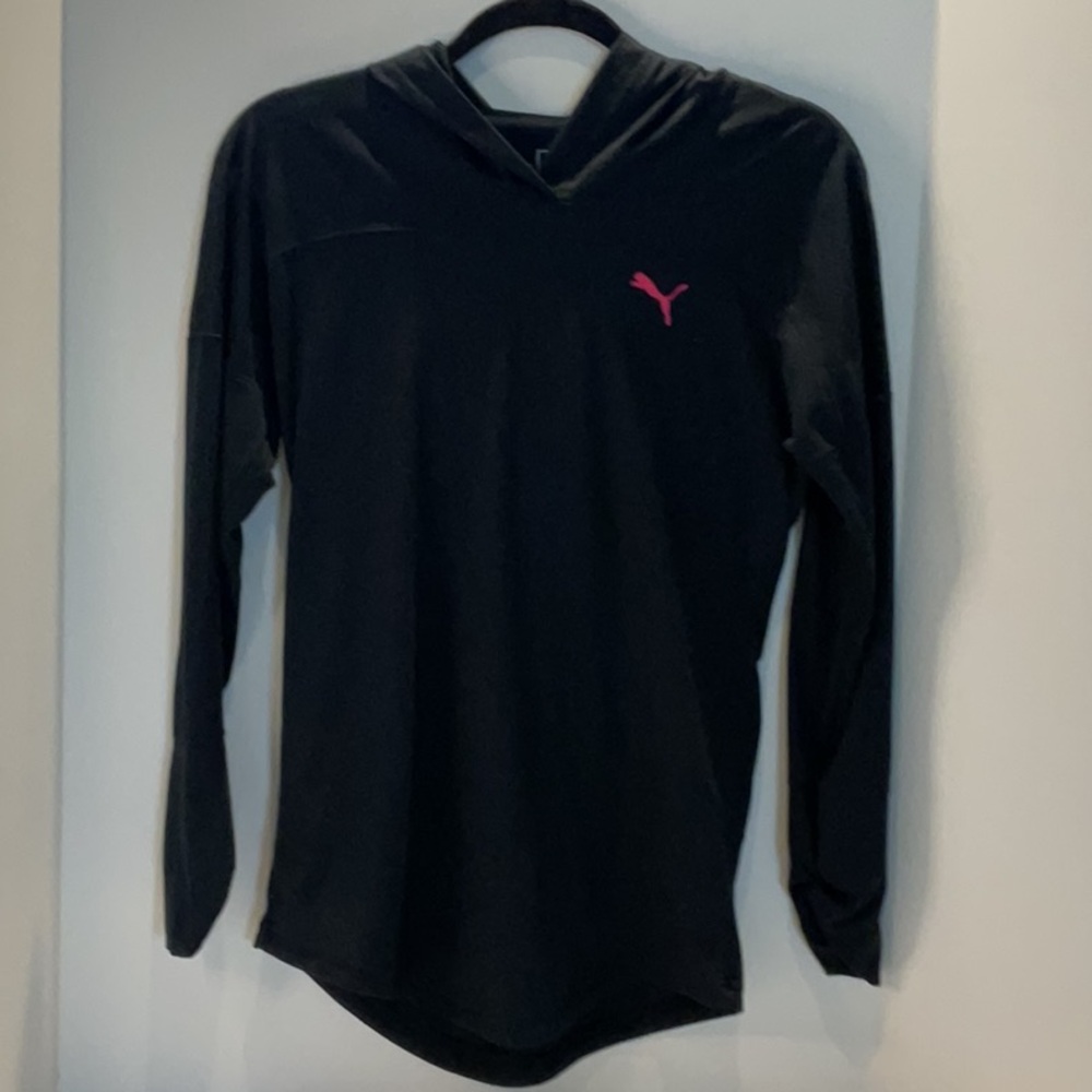 Puma Black Hoodie with Pink Logo